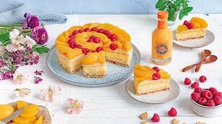 PfirsichHimbeerTorte mit Verpoorten PfirsichMaracuja [upl. by Dekow795]