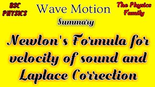 Newtons Formula for velocity of sound  Short explanation with Laplace correction [upl. by Marchak719]