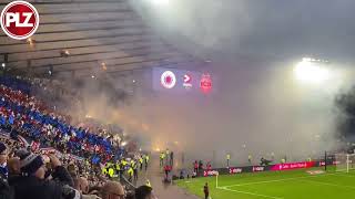 Rangers and Aberdeen fans produce pyro displays before kickoff in the Viaplay Cup final [upl. by Risay]