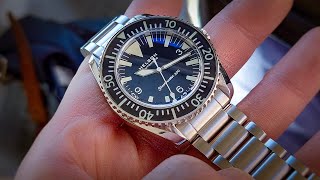 Helson Sharkmaster 300 Triangle Dial Dark Blue No Date Review [upl. by Aisined]