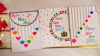 Happy New Year Card 2023  easy and Beautiful new year greeting card  Diy new year card ideas [upl. by Farant]