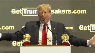 Former President Donald Trump promotes Trumpbranded shoes at quotSneaker Conquot in Philly [upl. by Alveta457]