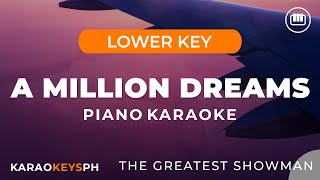 A Million Dreams  The Greatest Showman Lower Key  Piano Karaoke [upl. by Codd]