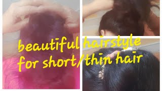 beautiful party Wear hairstyle for shortthin hair weddingfunction easy hairstyle hairstyle [upl. by Hemetaf]