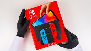 Nintendo Switch OLED Model Neon Blue  Neon Red Unboxing [upl. by Cordie]