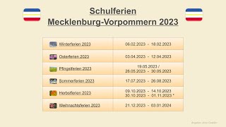 Schulferien Mecklenburg Vorpommern 2023 [upl. by Basilio604]