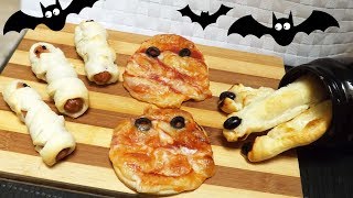 3 RICETTE SALATE DI HALLOWEEN wurstel mummia pizzette mummia dita di strega 🎃 [upl. by Aundrea]