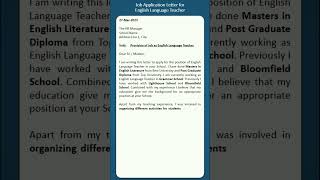 Job Application Letter English Language Teacher lettersapplications youtubeshorts [upl. by Nomla948]