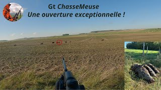 Ouverture exceptionnelle  Chasse du sanglier en battue  3 sangliers au même poste [upl. by Cicero]