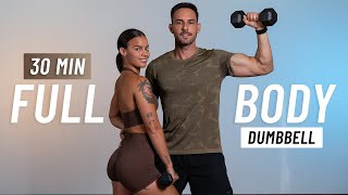 30 MIN FULL BODY DUMBBELL WORKOUT  Strength Training At Home No Repeats [upl. by Elleina]