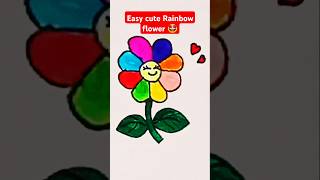 Easy drawing cute Rainbow 🌈 flower 🌹 😍 shorts trending [upl. by Anifad967]