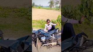 Bike চালাতে গিয়ে পড়ে গেলাম😢 youtubeshorts viralvideo village bike ￼ride [upl. by Ara24]