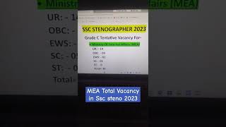 Ssc steno 2023 Total Vacancy in MEA Grade C sscsteno mea ministryofexternalaffairs [upl. by Roumell]