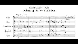 Franz Danzi  Wind Quintet op 56 no 1 with Score [upl. by Assiled234]