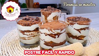 Postre en vasos TIRAMISU sin mascarpone SUPER FACIL Y RAPIDO [upl. by Halian]