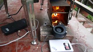 portable wood pellet pizza oven demo of burner with help of a 6 V DC blower [upl. by Norry]