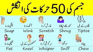 50 Body Movements and Actions Vocabulary in English with Urdu Meanings  Grammareer [upl. by Einaffets150]