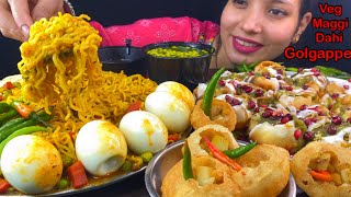 Eating Spicy🔥 Vegetable Maggi Masala Dahi Golgappe Golgappe With Chilli Street Food Mukbang Show [upl. by Annohsat]