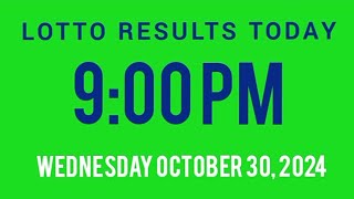 9pm Lotto Results Today October 30 2024 ez2 swertres 2d 3d pcso [upl. by Bandeen]