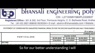 Bhansali Engineering Results  BEPL Bhansali Engineering Share News Bhansali Engineering Q2 Result [upl. by Argile]