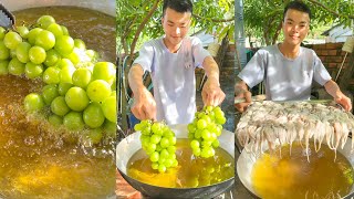 Smart Chef Fry Grapes and Octopus for Cooking Delicious  Octopus stew Sweet Grapes  Chef Ny [upl. by Onitnelav656]