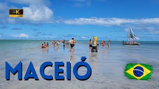 Maceió Brazil 🇧🇷 Walking on the Stunning Beaches  2023 4K Walking Tour [upl. by Alakcim]