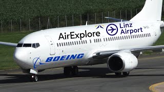 AirExplore Boeing 738 at Linz Airport OMGEX LOWL LNZ [upl. by Aneelad]