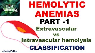 Hemolytic Anemias Part 1 Definition Extravascular Vs Intravascular hemolysis Classification [upl. by Narmak]