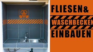 ☢️ Waschtisch bauen Fliesen verlegen und Waschbecken einsetzen  das kannst DU auch [upl. by Nurat]