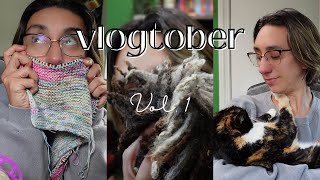 VLOGTOBER WEEK 1 🍂  Spinning knitting fleece prep and enjoying fall  Blame the Knots [upl. by Arianna469]