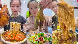 Ea Asmr Eating Show Rice Noodles With Chicken Pickled Shrimp And Spicy Food [upl. by Eirol]