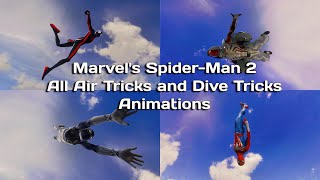 Marvels SpiderMan 2 All Air Tricks amp Dive Tricks Peter amp Miles [upl. by Hodges]