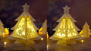 How to make Christmas Tree Lantern  3D Christmas Tree for Christmas Decor SVG for Cricut Projects [upl. by Ecydnac]