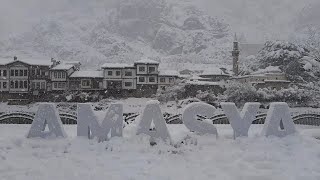 HEAVY SNOW WALK IN AMASYA  Snowfall in Amasya Turkey  2022  Amasya Videos [upl. by Attej]