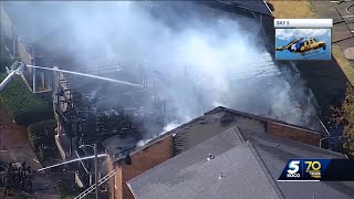 Person rescued after destructive fire sparks at northwest OKC apartment complex officials say [upl. by Aerdnas]