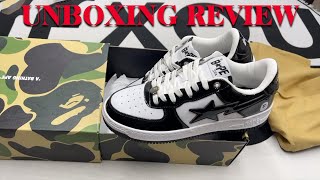 Unboxing ReviewA Bathing Ape Bape Sta White Black Perfect Quality Close Look [upl. by Hanoj697]