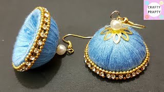 How to Make Thread Earrings JhumkaHow to Make Silk Thread Earrings Jhumka [upl. by Ayifa764]