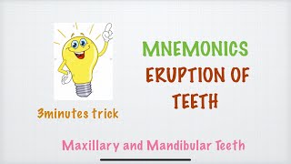 MNEMONICS ERUPTION OF TEETH in 3 minutes [upl. by Godber]