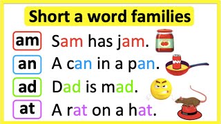 Short A word families 🤔  am an ad at ap ✅  Learn how to read with pictures amp examples [upl. by Yelloh]