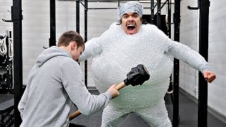 GIANT BUBBLE WRAP SUIT UNBREAKABLE DANGEROUS  YouTube [upl. by Ninehc]