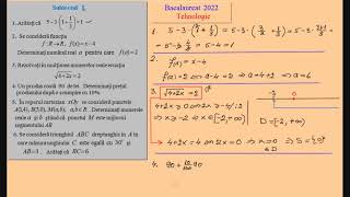 Bacalaureat 2022  Matematica profil Tehnologic Subiect rezolvat [upl. by Vinson420]