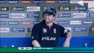 Eoin Morgan Unbelievable shot off Ravi Rampaul [upl. by Osnofla527]