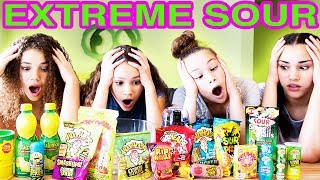 SOUREST GUMMY DRINK IN THE WORLD CHALLENGE Warheads Toxic Waste Smoothie Haschak Sisters [upl. by Airod]