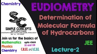 Lec 2  Eudiometry  Determination of Molecular Formula of Hydrocarbons  JEE [upl. by Dorin857]