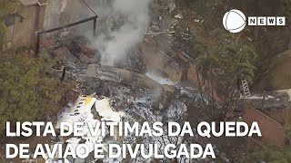 Lista de vítimas da queda de avião em Vinhedo é divulgada [upl. by Seto]