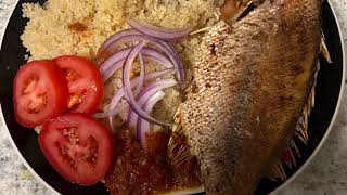 Liberia Food Making Attieke And Fish [upl. by Lonee]