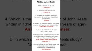 John Keats MCQs johnkeats [upl. by Derfiniw386]