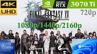 Final Fantasy XV RTX 3070 Ti  12900K  1080p VS 1440p VS 2160p  High Settings  PC FPS Benchmark [upl. by Melentha]