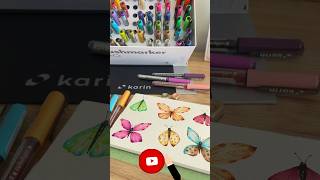 Tutorial de mariposas con plumonesmarcadores acuarelables 🫶🏻🦋 acuarela tutorial watercolor [upl. by Nalat]