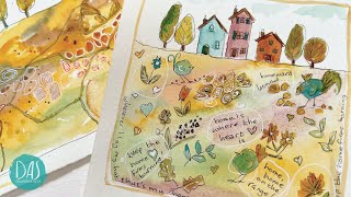 How to Paint a Whimsical Landscape  Quick and Easy Watercolor for Beginners  Greetings Card Idea [upl. by Moriarty603]